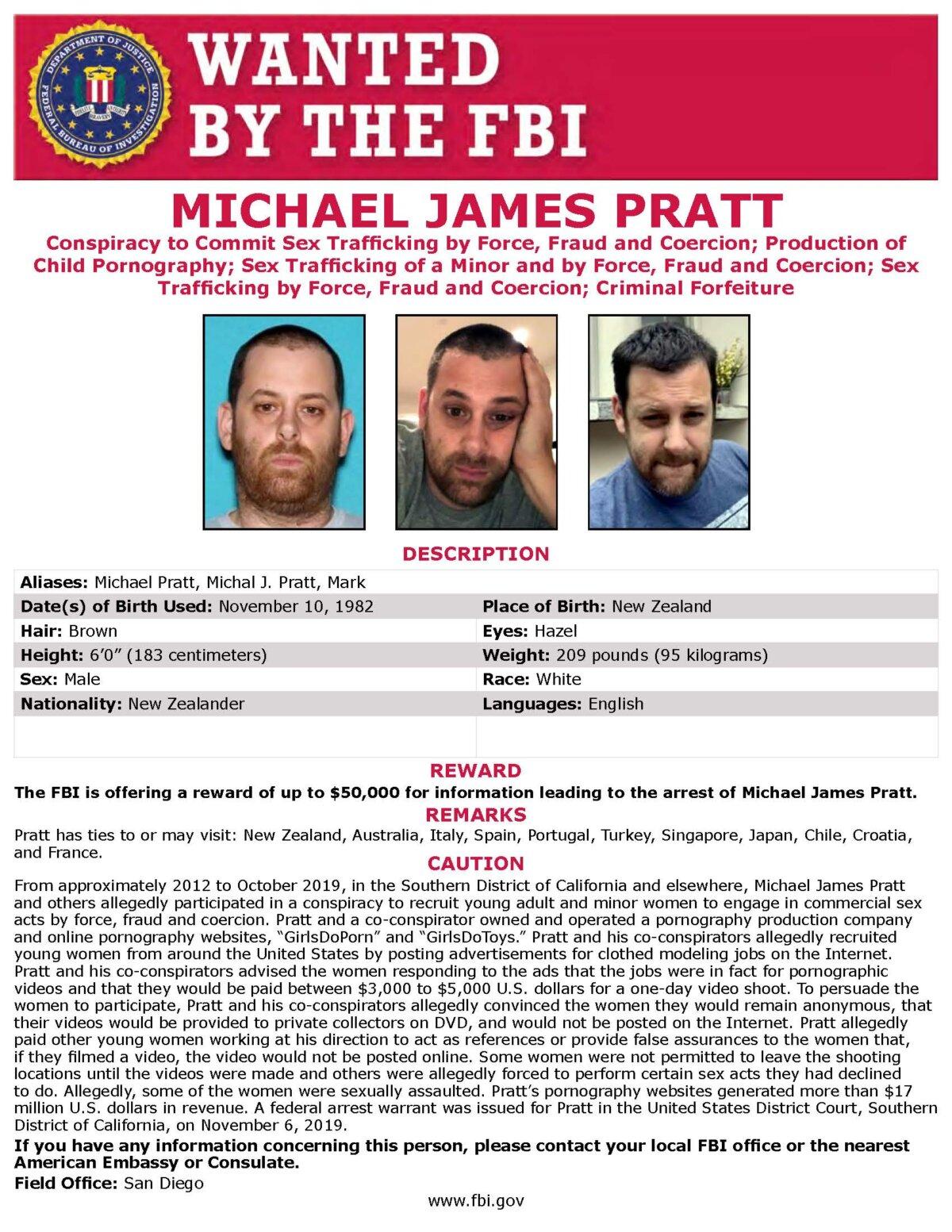 The FBI poster issued in 2022 when Michael Pratt was one of the "10 most wanted" fugitives in the United States. (Courtesy of the FBI)