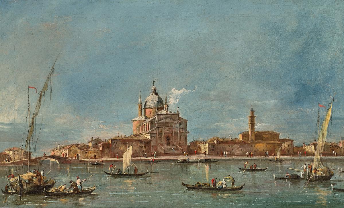 “Venice, A View of the Church of the Redentore,” 18th century, by Francesco Guardi. Oil on canvas; 12 3/4 inches by 20 3/4 inches. (Sotheby's)
