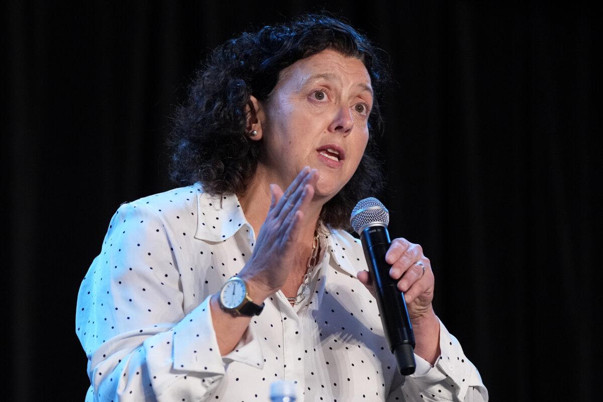 Monique Ryan the Teals MP for the seat of Kooyong speaks during a community candidates' forum in Melbourne, Australia on April 24, 2025. (Asanka Ratnayake/Getty Images)