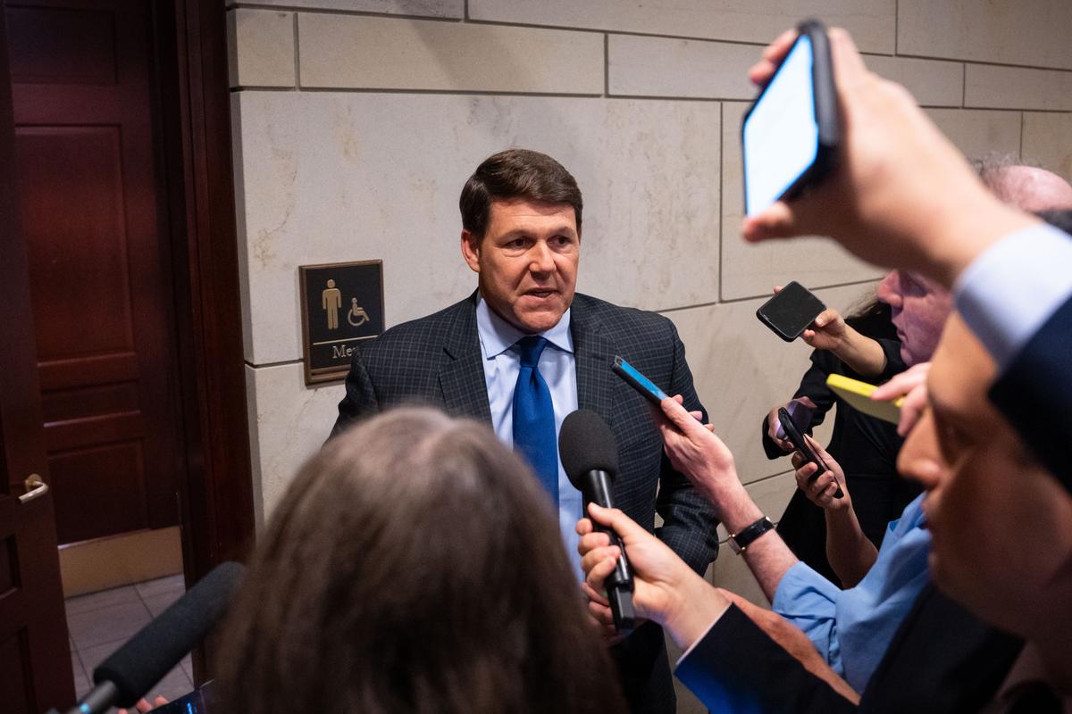 Rep. Jodey Arrington (R-Texas) speaks to reporters about a GOP meeting on reconciliation bill on Capitol Hill in Washington on May 15, 2025. (Madalina Vasiliu/The Epoch Times)