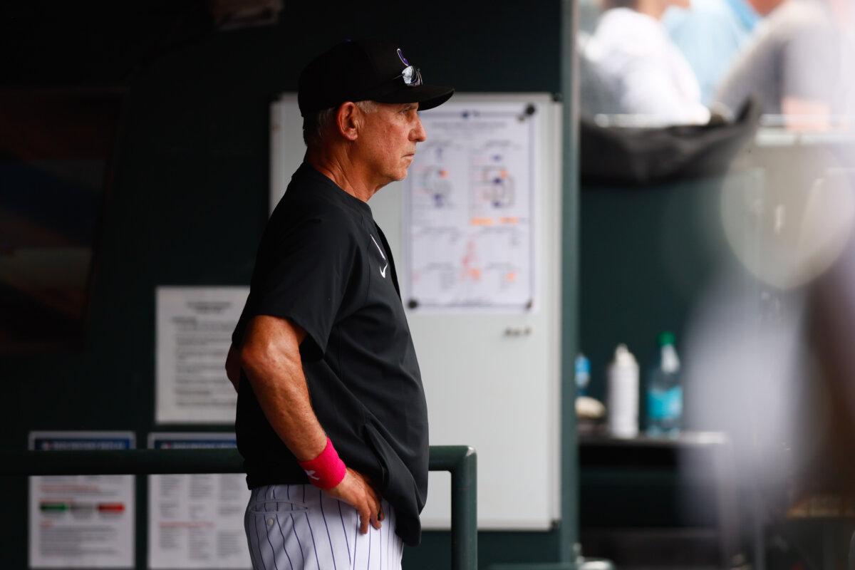 Colorado Rockies Manager Bud Black looks on from the dugout in the seventh inning against the San Diego Padres at Coors Field in Denver, Colo., on May 11, 2025. (Justin Edmonds/Getty Images)