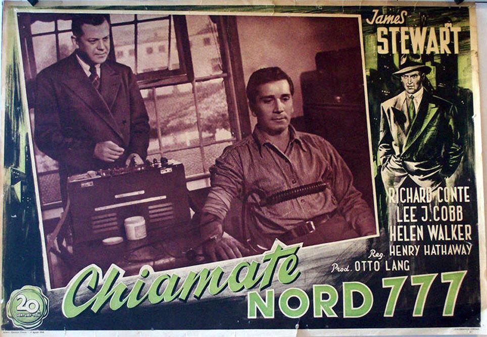 Lobby card for "Call Northside 777" showing the use of the polygraph in police work. (20th Century Fox/MovieStillsDB)