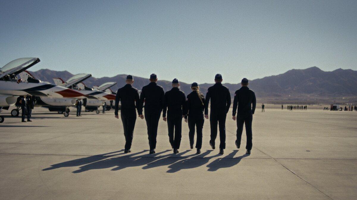 Air Force pilots head out to their planes, in "Air Force Elite: Thunderbirds." (Netflix)