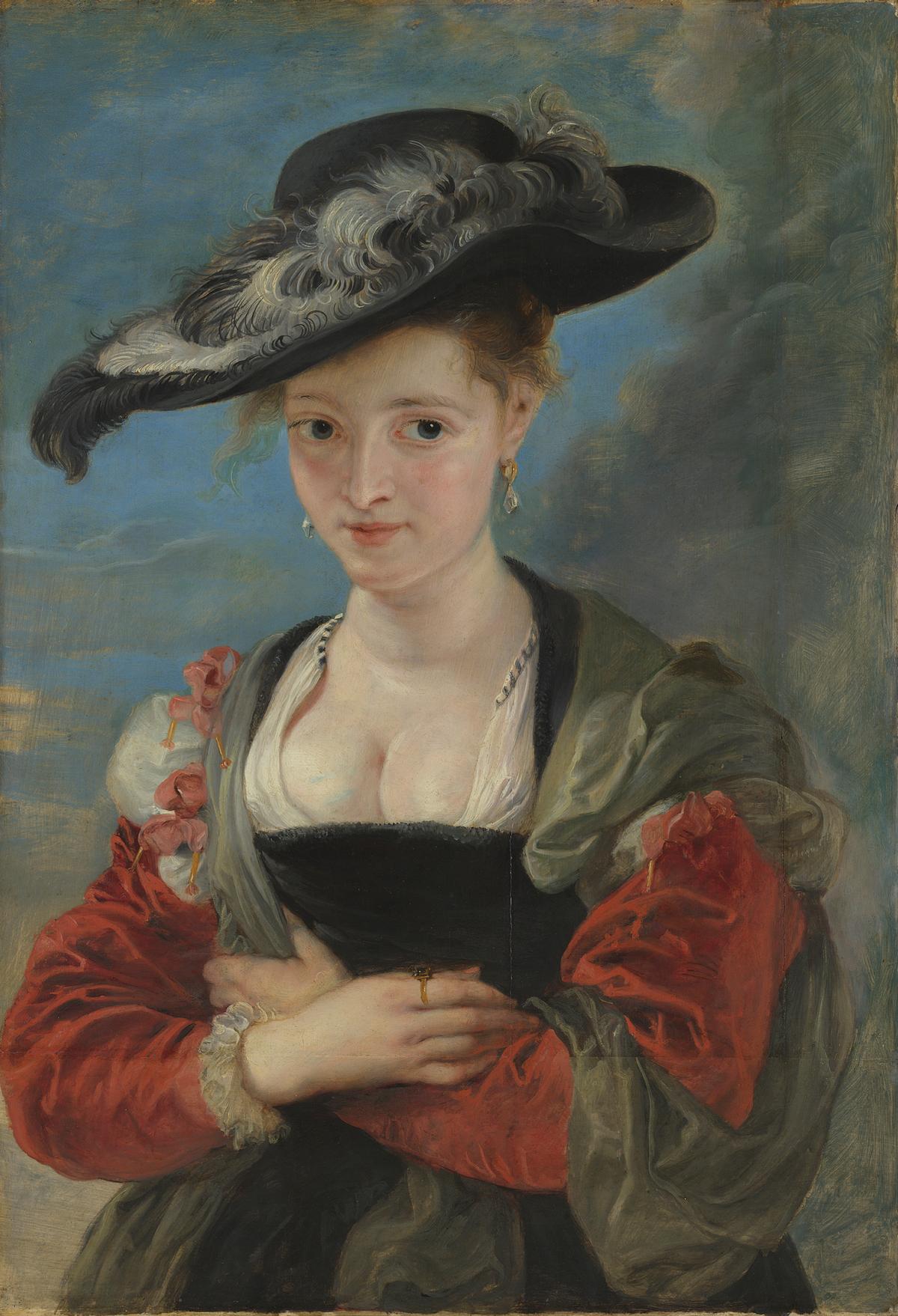 彼得‧保羅‧魯本斯,《蘇珊娜‧倫登肖像》(Portrait of Susanna Lunden,亦稱「草帽」),作於約1622–1625年,橡木板油畫,79 × 54.6 cm,倫敦國家美術館藏。(公有領域)