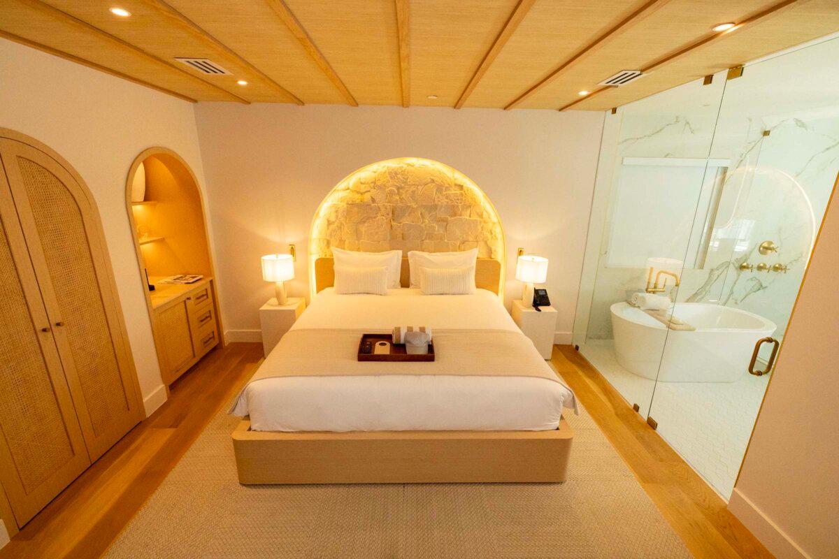 An interior shot of the hotel room named Bianca Allegra’ at Donatella on May 1, 2025, in Miami, Florida. (D.A. Varela/Miami Herald/TNS)