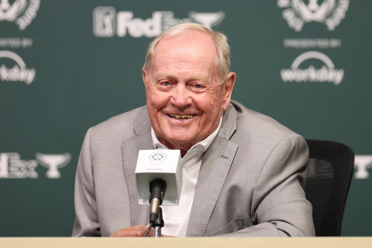 Memorial Tournament host Jack Nicklaus speaks with the media prior to the Memorial Tournament presented by Workday 2025 at Muirfield Village Golf Club in Dublin, Ohio, on May 27, 2025. (Michael Reaves/Getty Images)