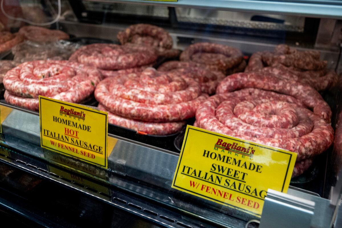 The homemade Italian sausage—both hot and sweet with fennel seed—a specialty at Bagliani's Market in Hammonton, N.J., on May 8, 2025. (Tom Gralish/The Philadelphia Inquirer/TNS)