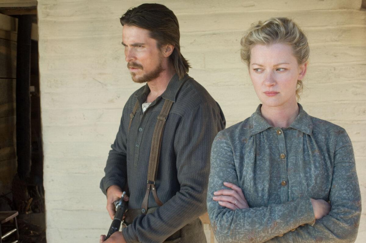 Dan Evans (Christian Bale) is not respected by his wife, Alice (Gretchen Mol), in "3:10 to Yuma." (Lionsgate Entertainment/MovieStillsDB)