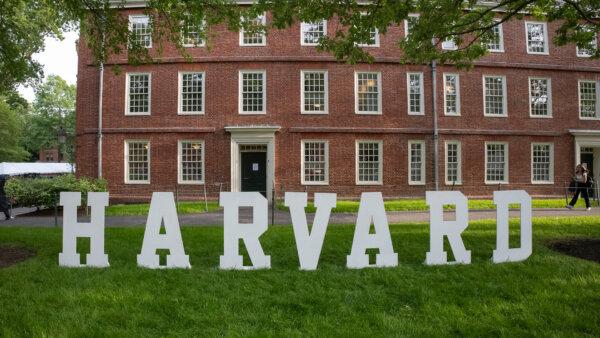 Harvard University signatures will be seen on the Harvard University campus in Boston, Massachusetts on May 27, 2025 (Rick Friedman/AFP via Getty Images)