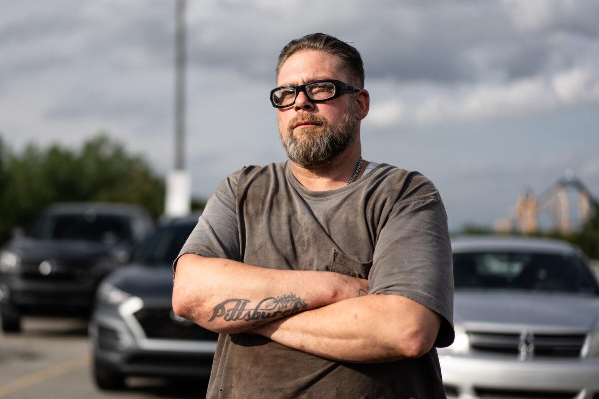 Glenn Tobias after an interview with The Epoch Times in Homestead, Pa., on May 29, 2025. (Madalina Vasiliu/The Epoch Times)