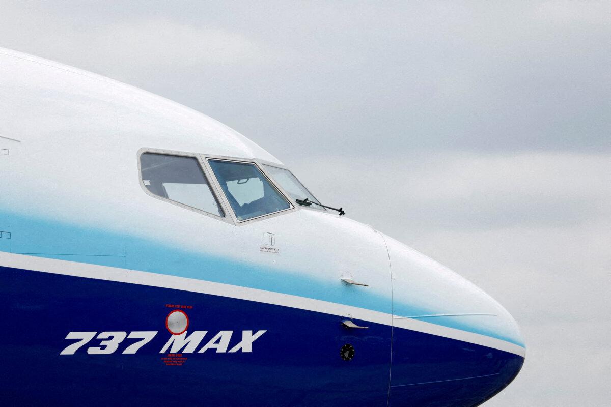 The Boeing 737 MAX aircraft is displayed at the Farnborough International Airshow, in Farnborough, England, on July 20, 2022. (Peter Cziborra/Reuters)