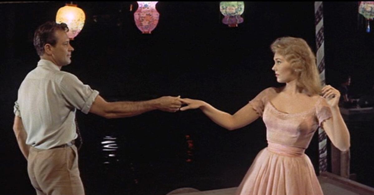 Hal Carter (William Holden) and Madge Owens (Kim Novak) dance, in “Picnic.” (Columbia Pictures)