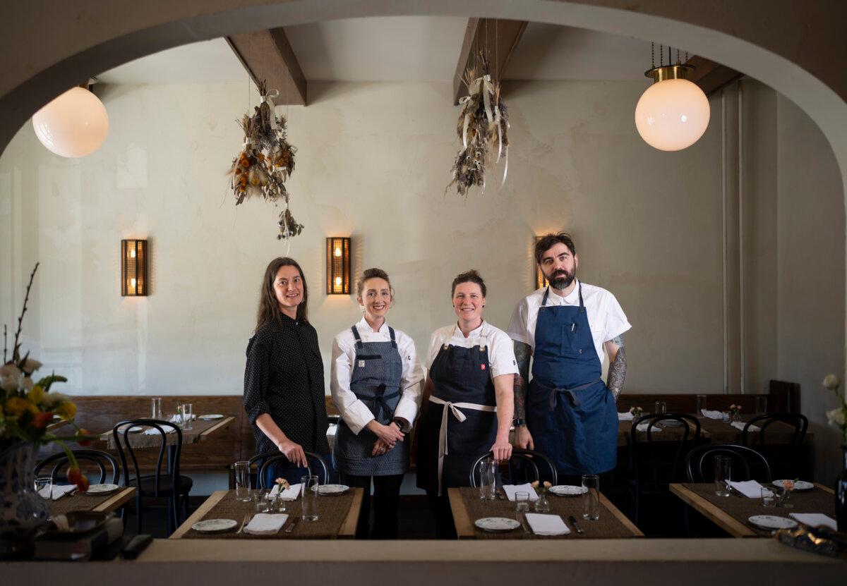 Director of Operations Maari Cedar, chef and owner Karyn Tomlinson, executive sous chef Laurel Sommerville, and chef de cuisine George Pravatarov at Myriel in St. Paul, Minnesota, Tuesday, April 29, 2025. (Renée Jones Schneider/The Minnesota Star Tribune/TNS)