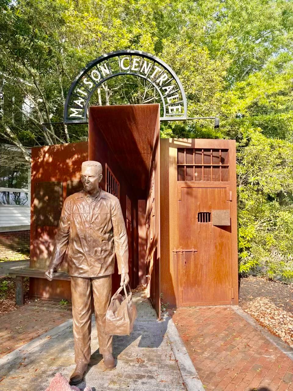 The statue in Five Points commemorating Jack Van Loan's liberation from a Vietnamese POW camp. (Deena Bouknight)