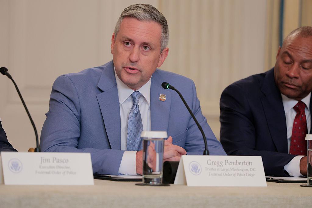 Gregg Pemberton, chairman of the D.C. Police Union, speaks at a roundtable in the State Dining Room at the White House in Washington on June 5, 2025. U.S. (Anna Moneymaker/Getty Images)