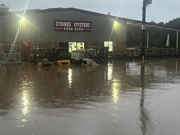 The flood-damaged business, Stone's Oysters, near Taree in New South Wales, Australia. (Courtesy of Stone's Oysters)