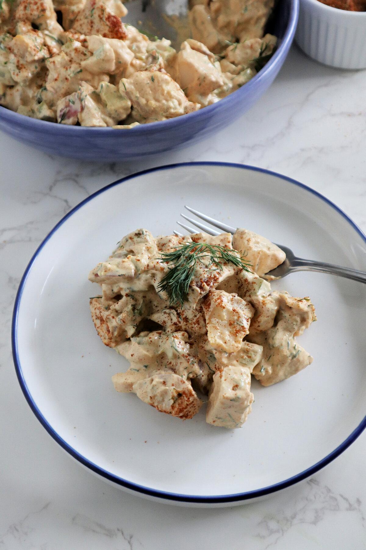 Nashville Hot Pickle Potato salad gets a kick from a spicy Nashville hot seasoning, dill pickles, and crunchy celery. (Gretchen McKay/Pittsburgh Post-Gazette/TNS)