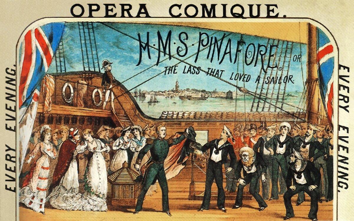 A poster illustration from original D’Oyly Carte 1878 production of “H.M.S. Pinafore.” (Public Domain)