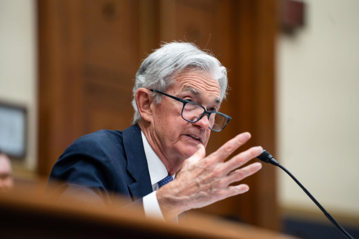 Federal Reserve Chairman Jerome Powell testifies before the House Committee on Financial Services on Capitol Hill in Washington on June 24, 2025. (Madalina Kilroy/The Epoch Times)