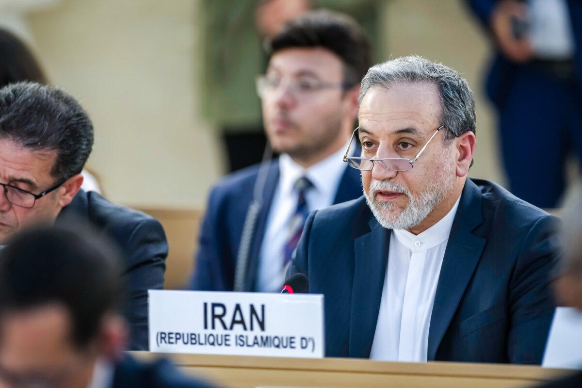 Iranian Foreign Minister Abbas Araghchi speaks during the 59th session of the Human Rights Council at the European headquarters of the United Nations in Geneva on June 20, 2025. (Martial Trezzini/AP)