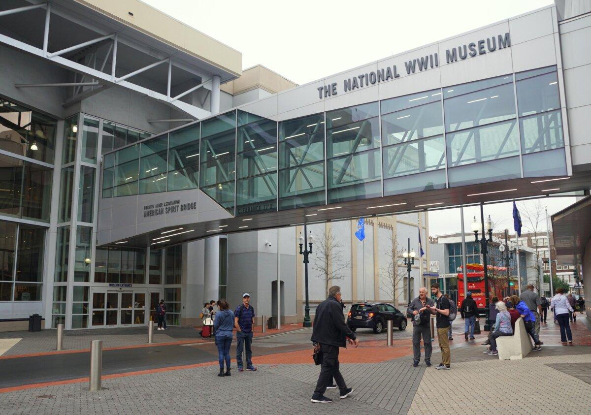 The crowd near the entrance to The National World War II Museum in New Orleans on Feb. 4, 2020. (Khairil Azhar Junos/Dreamstime/TNS)