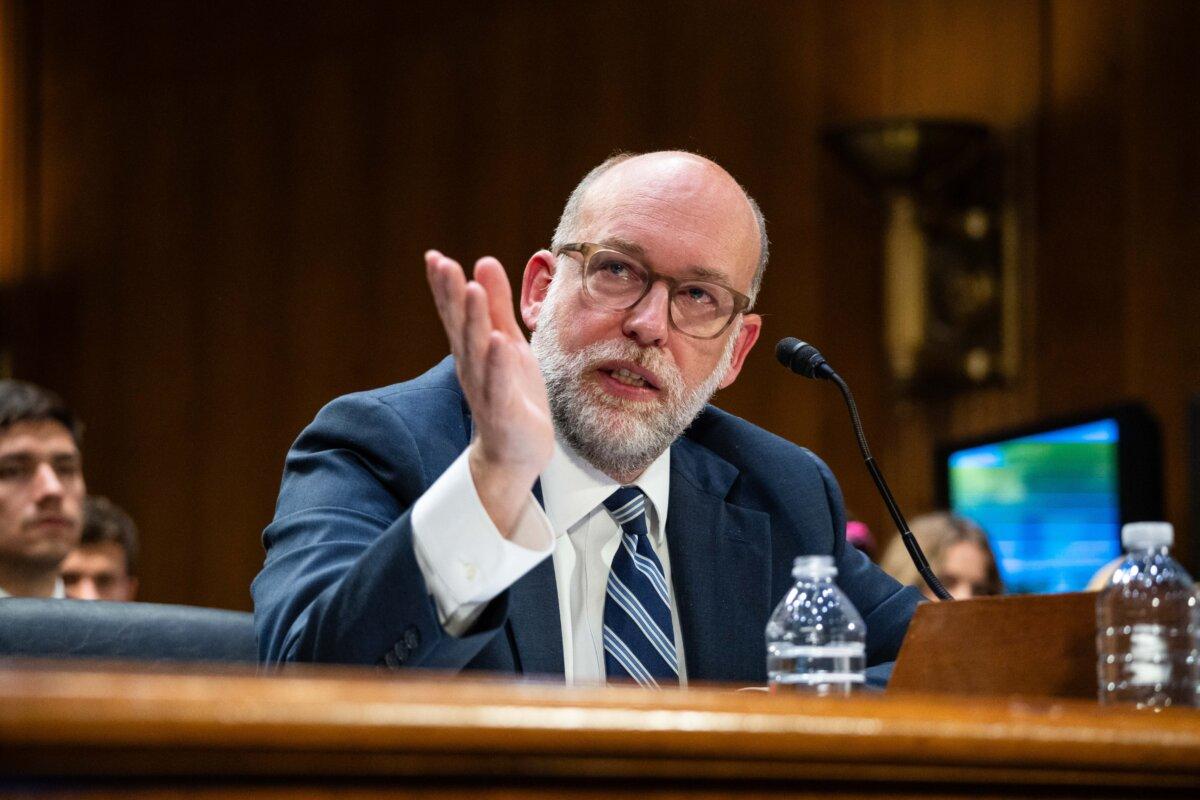 Office of Management and Budget Director Russ Vought testifies on Capitol Hill in Washington on June 25, 2025. (Madalina Kilroy/The Epoch Times)