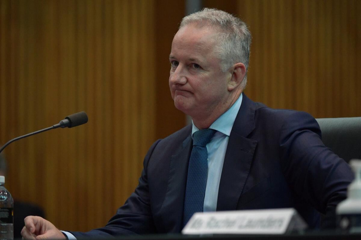 ABC Managing Director Hugh Marks during a public hearing at Parliament House in Canberra, Australia, on Feb. 19, 2021. (Sam Mooy/Getty Images)