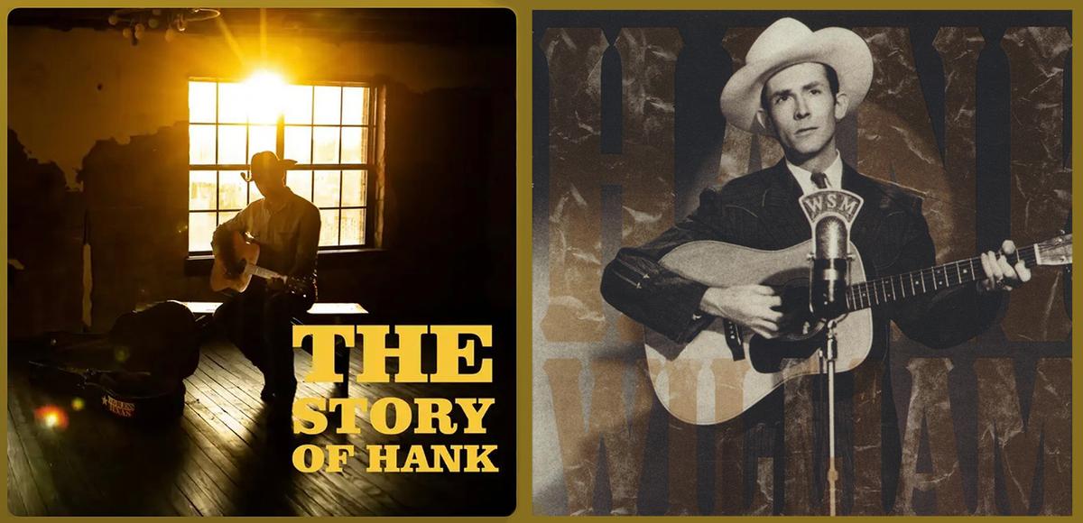 (L) Cover of Matt Daniel's 2025 hit single, "The Story of Hank." (Courtesy of Matt Daniel) (R) Compact Disc cover of "The Ultimate Collection," 2002, by Hank Williams. (Public Domain)