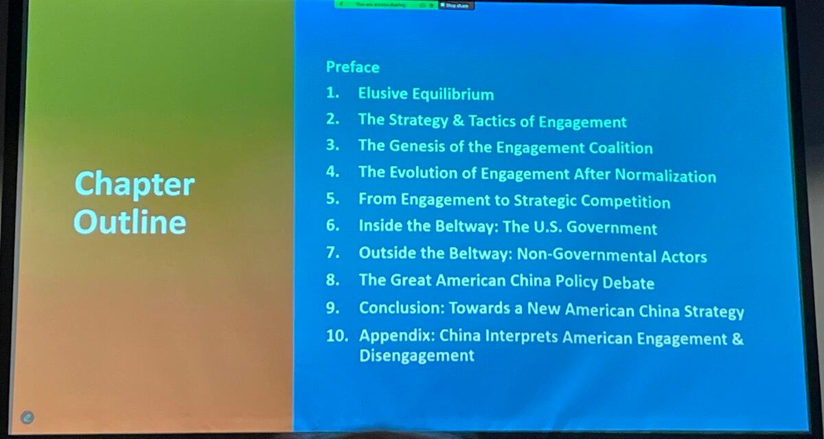 The outline of a chapter of David Shambaugh's new book, Breaking the Engagement: How China Won and Lost America. (Cindy Li/The Epoch Times)