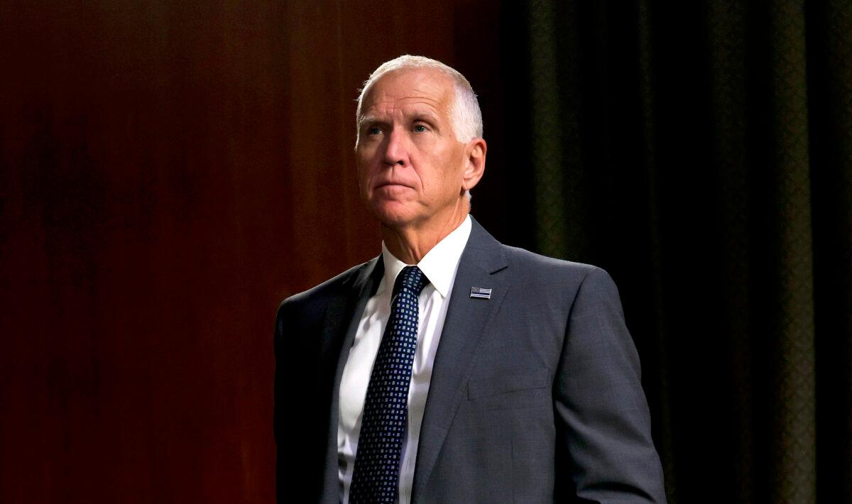 Sen. Thom Tillis (R-N.C.) listens during a Senate Judiciary Committee hearing in Washington on June 18, 2025. (Anna Moneymaker/Getty Images)
