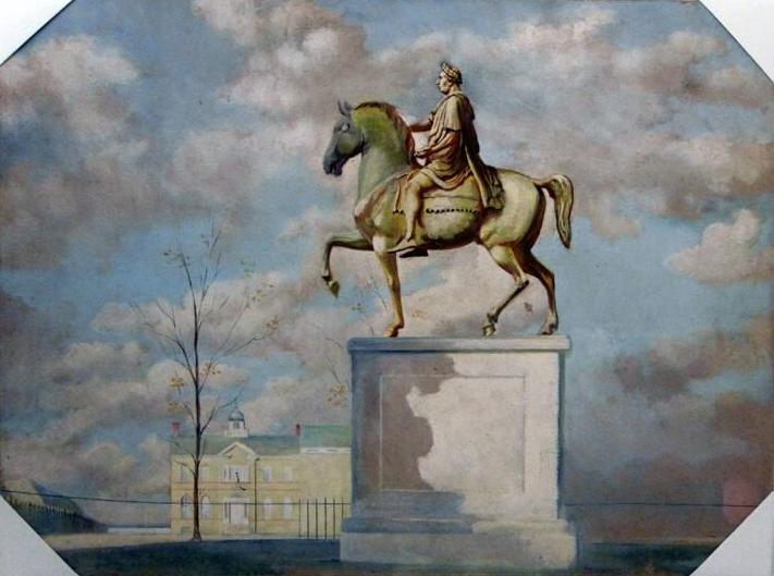 A 1912 drawing reconstruction of the equestrian statue of King George III. (Public Domain)