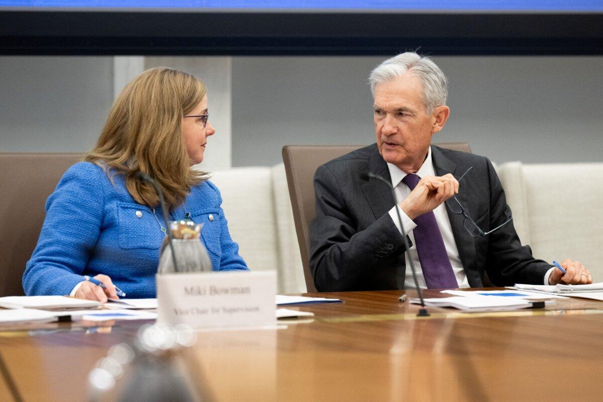 US Job Growth Slowed in July—Key Takeaways 3 Fed Chair Jerome Powell speaks with Michelle Bowman, vice chair for supervision, during an open meeting at the Federal Reserve Board building in Washington on June 25, 2025. (Saul Loeb/AFP via Getty Images)