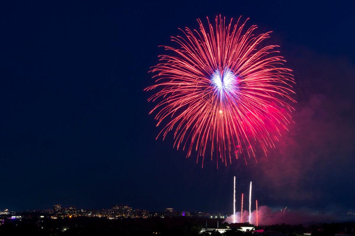 Fireworks explode near the Washington Monument during a 4th of July celebration at the White House on July 4, 2025. (Alex Brandon/Pool via Getty Images)