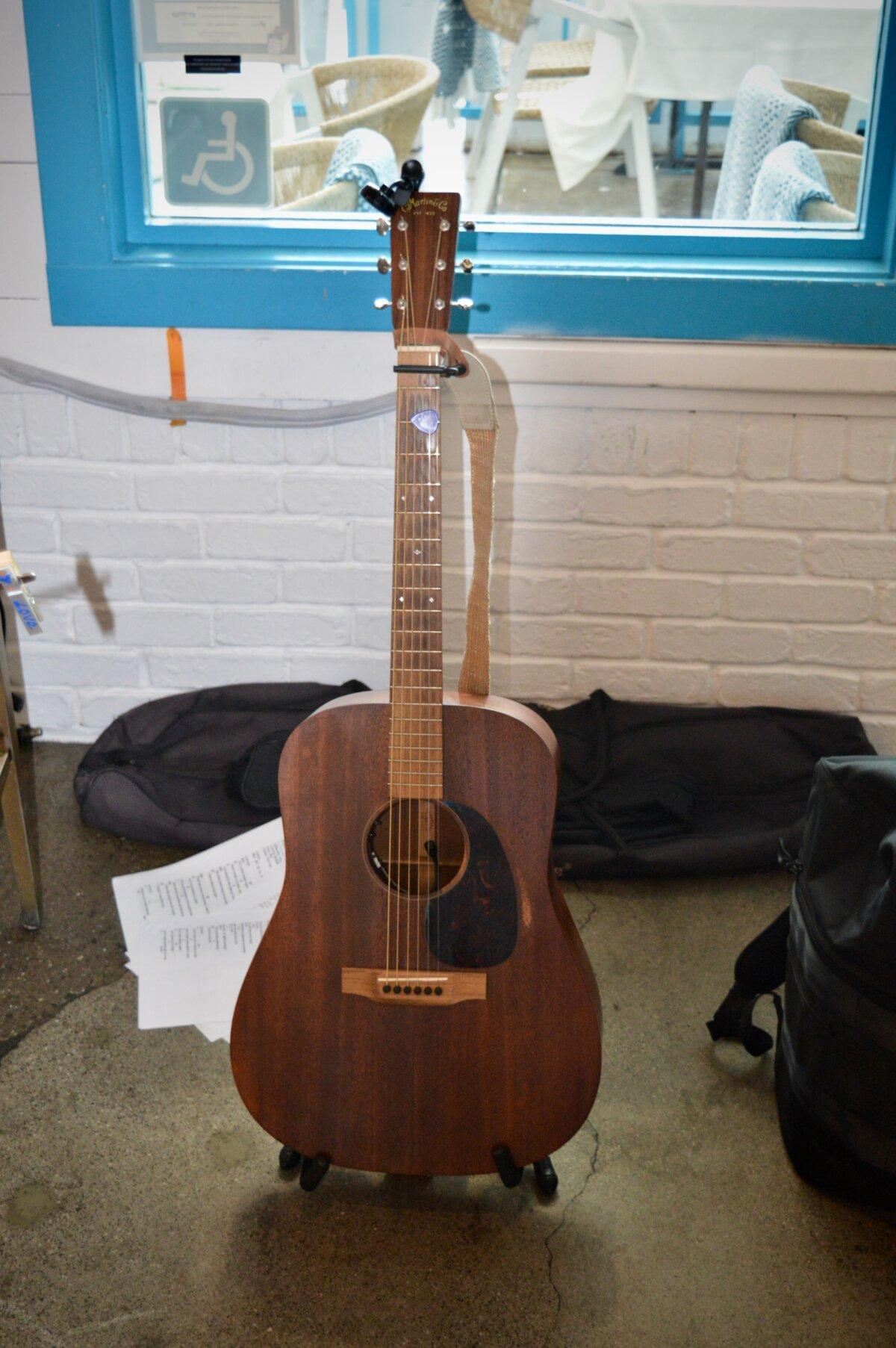 Chris Ahlman’s Martin guitar. (Keegan Billings/The Epoch Times)