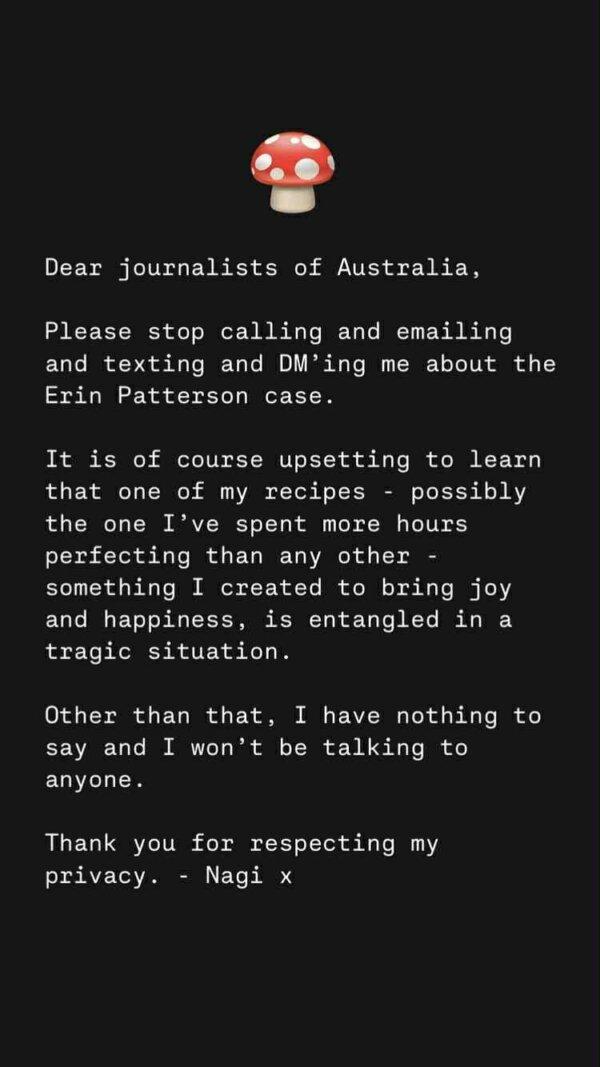 Maehashi's message to journalists. (Instagram)
