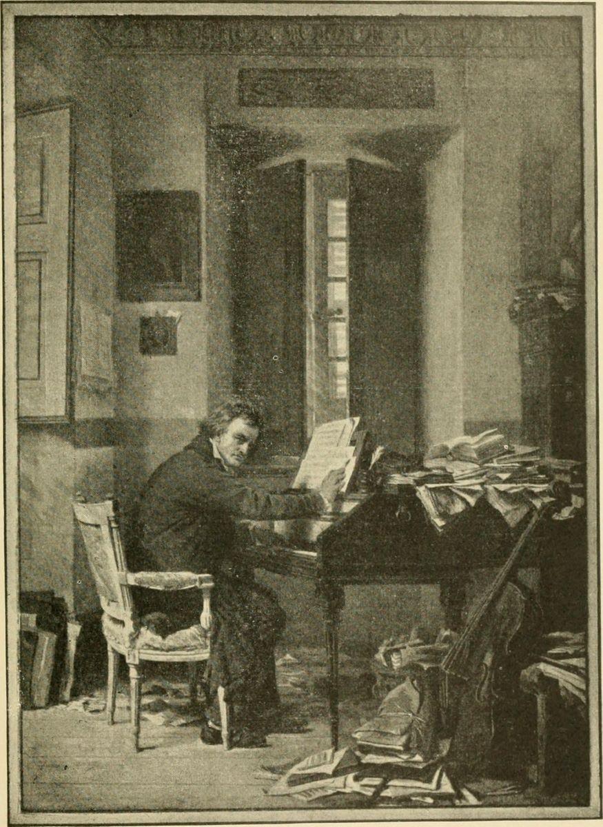 "Ludwig van Beethoven in His Study," from a painting by Carl Schloesser. (Public Domain)