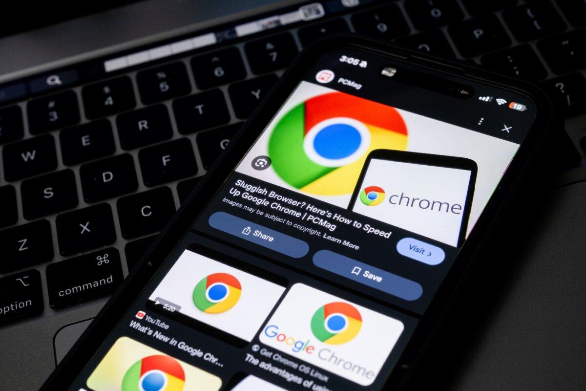 In this photo illustration, Google Chrome logos are displayed on a cell phone in Austin, Texas, on Nov. 21, 2024. (Brandon Bell/Getty Images)