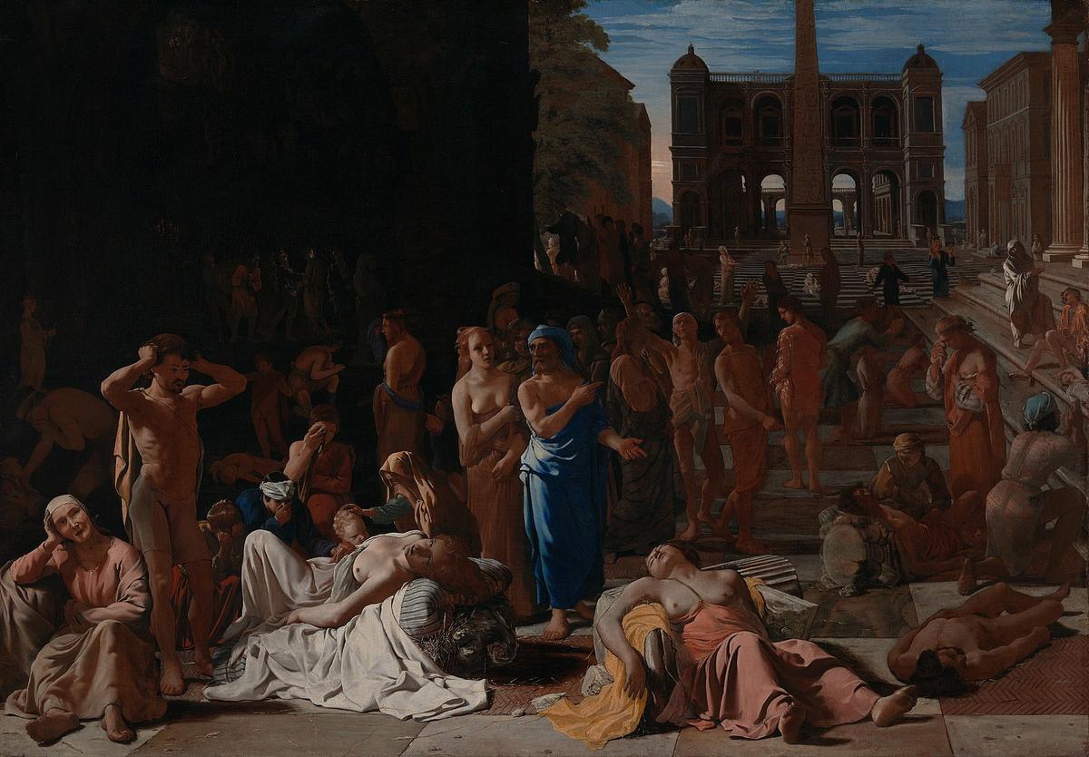 "Plague in an Ancient City," circa 1652 and circa 1654, by Michiel Sweerts. Oil on canvas; 46 3/4 inches by 67 1/5 inches. Los Angeles Museum of Art. (Public Domain)