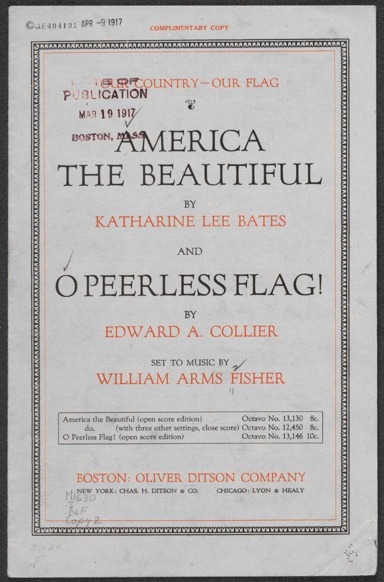 "America the Beautiful" sheet music. (Public Domain)
