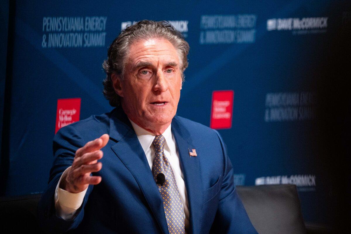 Interior Secretary Doug Burgum speaks at the Pennsylvania Energy and Innovation Summit in Pittsburgh on July 15, 2025. (Samira Bouaou/The Epoch Times)