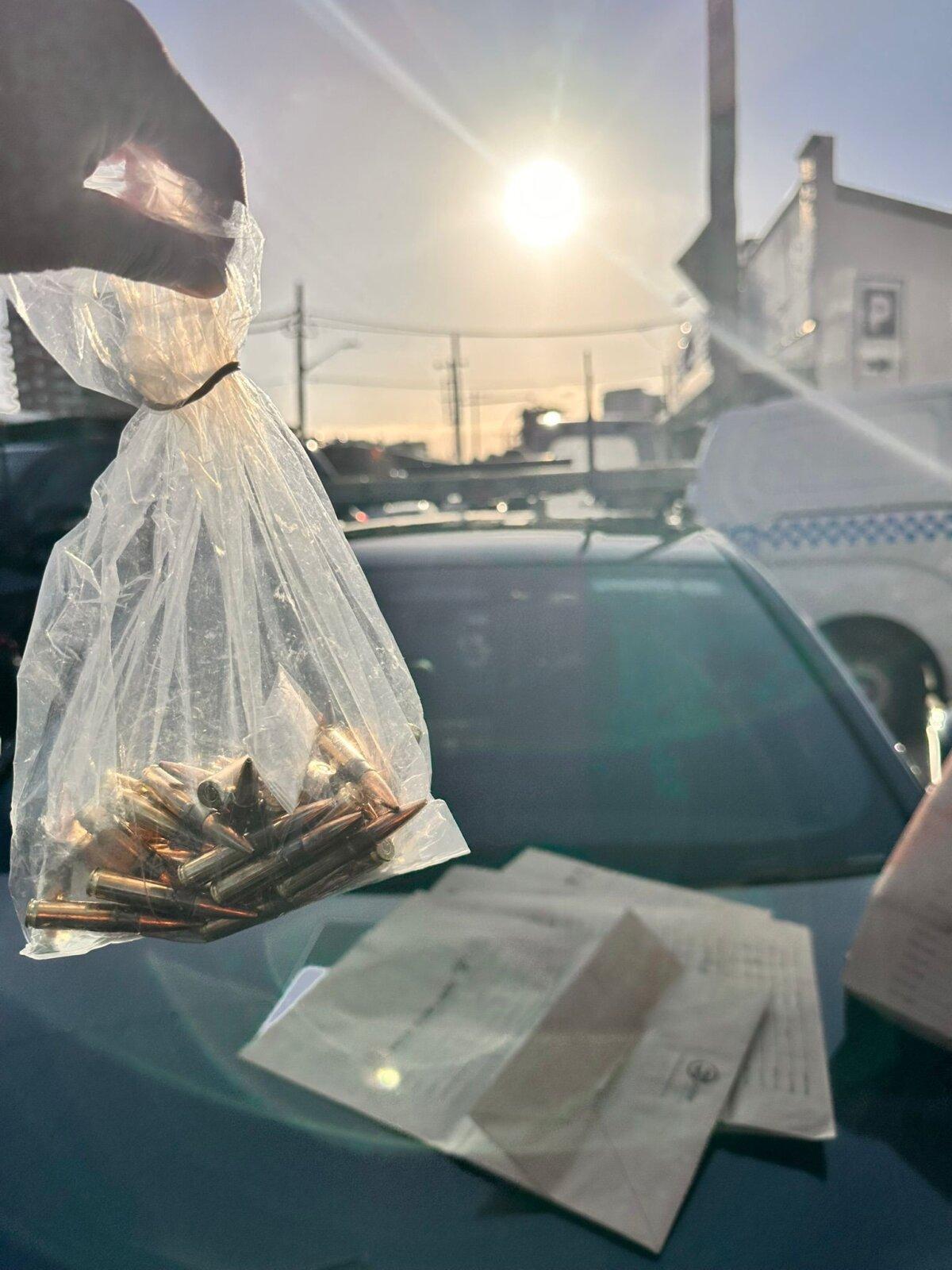 NSW Police find ammunition in a car featuring wording to suggest it was connected to Chinese law police and public security. (Courtesy of NSW Police)