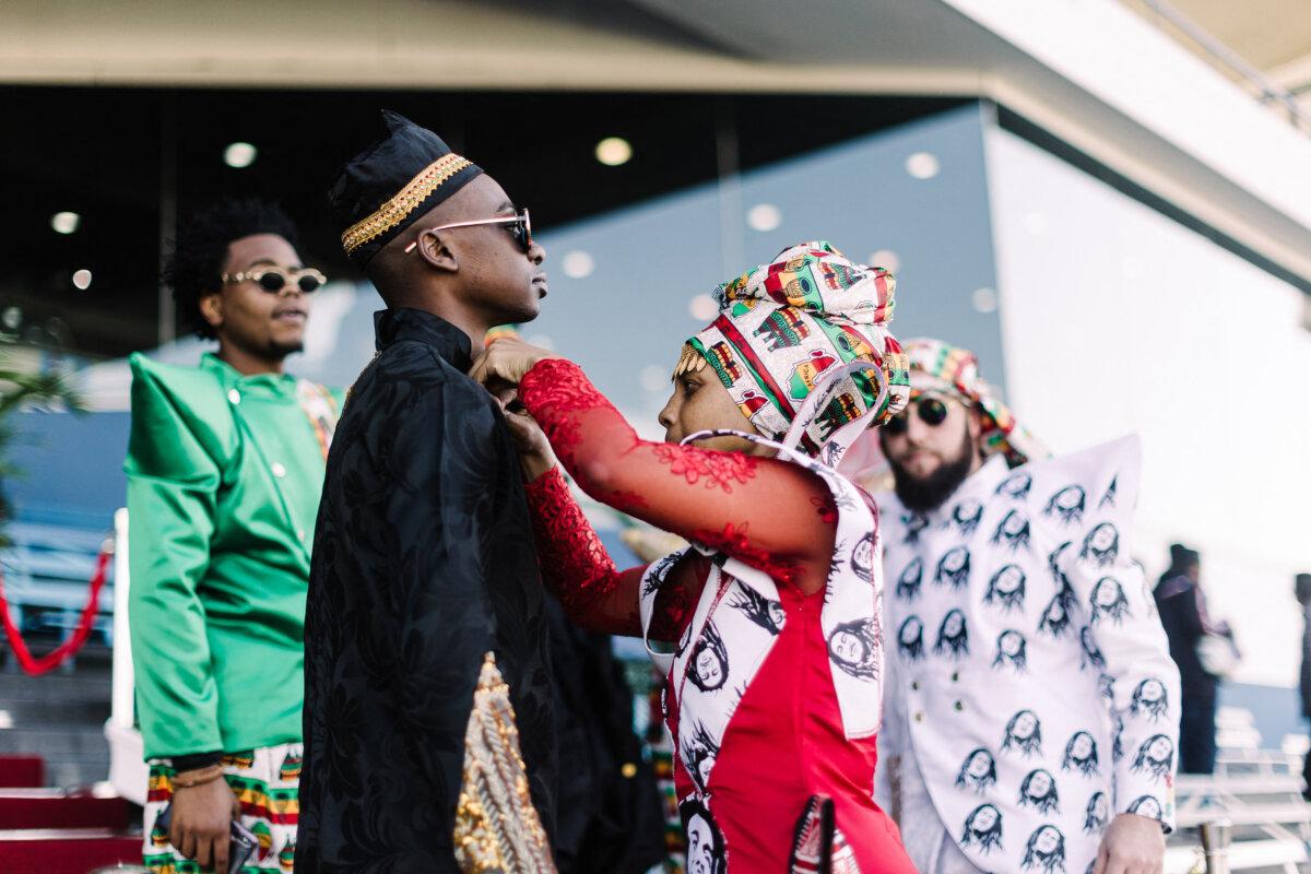 Models present creations by local designers during a fashion show in Durban, South Africa, on July 6, 2024. (Rajesh Jantilal/AFP via Getty Images)