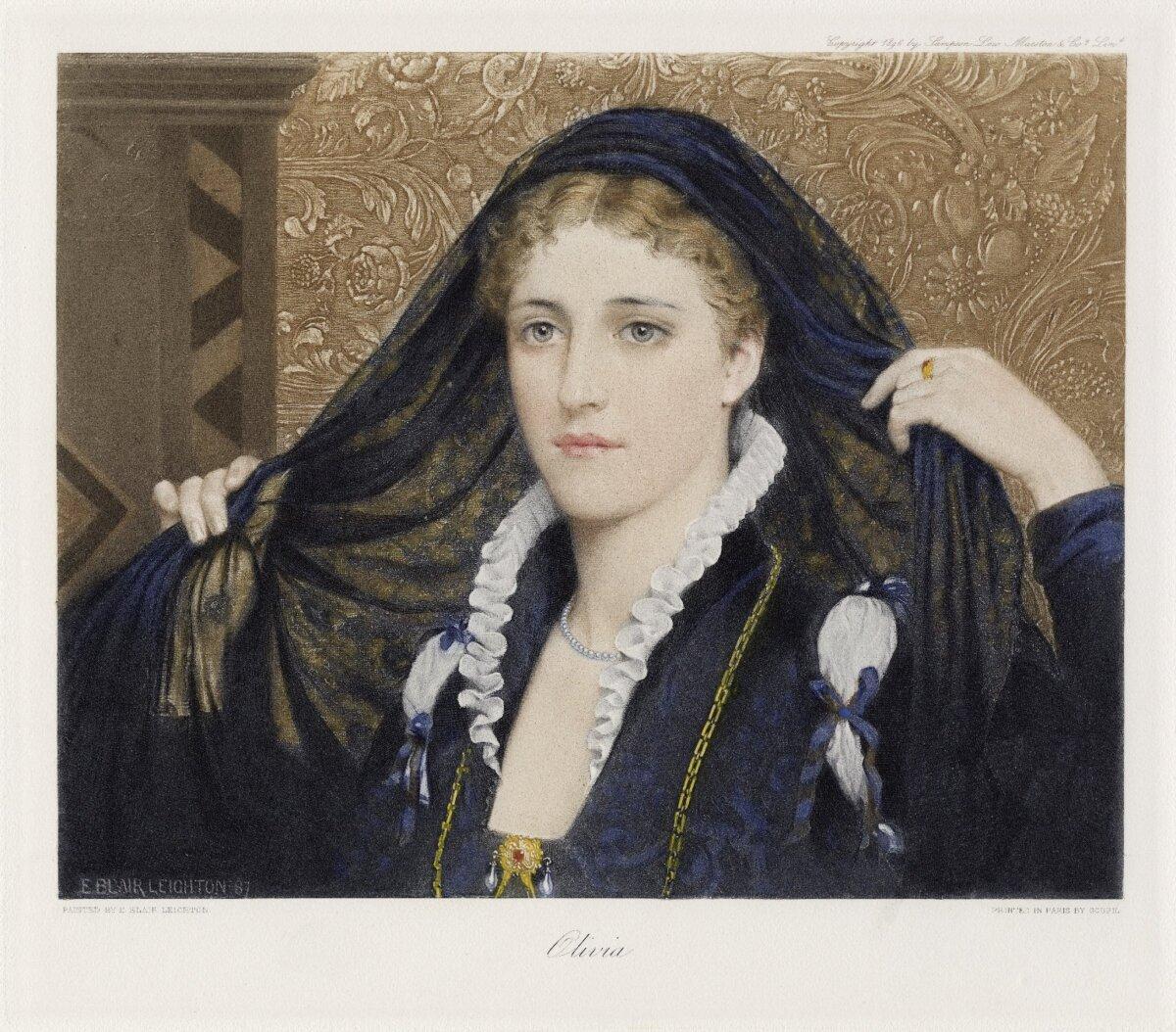 A depiction of Olivia by Edmund Leighton from “The Graphic Gallery of Shakespeare's Heroines.” (Public Domain)