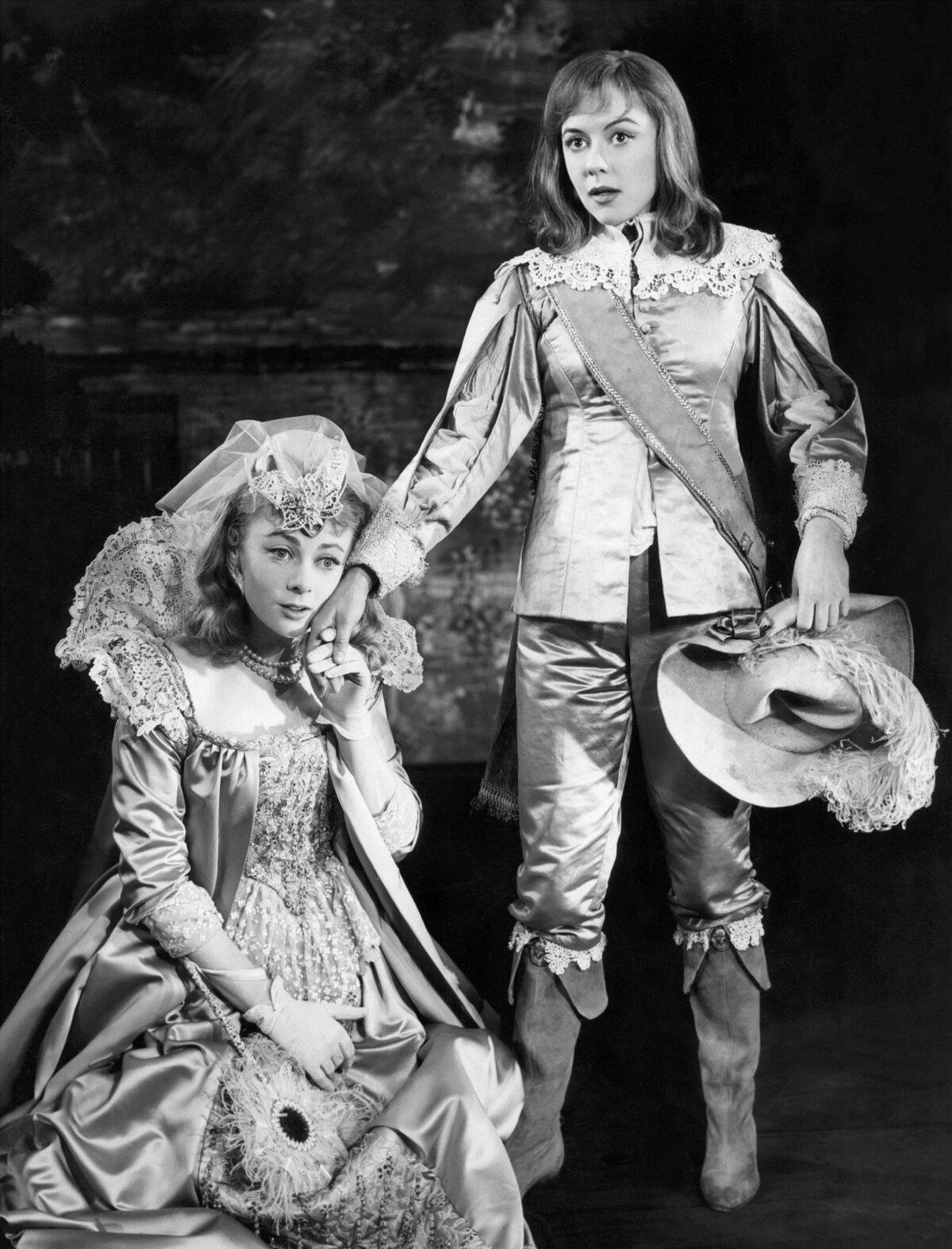 Olivia (Geraldine McEwan, L) believes the deception that Viola (Dorothy Tutin), disguised as the page Cesario, is a handsome young man. A scene from the Stratford-on-Avon company's 1960 production of Shakespeare’s ''Twelfth Night.” (Getty Images)