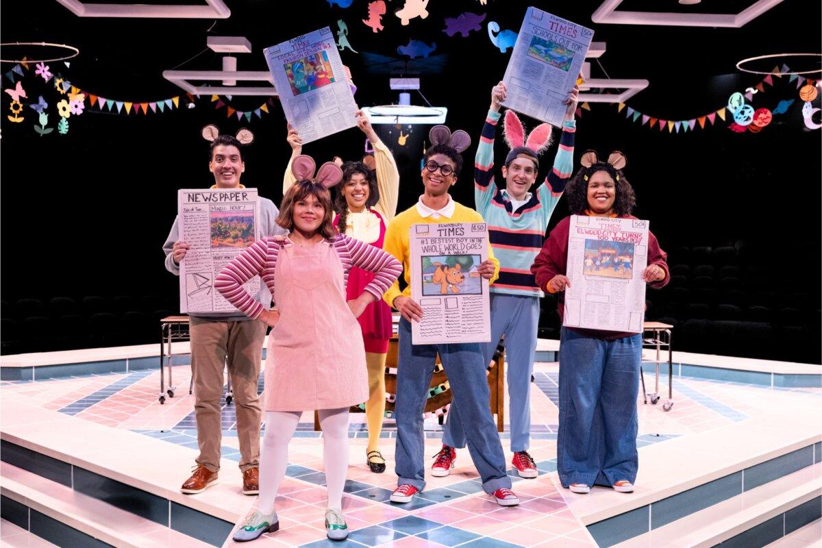 The cast of “Arthur™ & Friends Make a Musical!” in delightful costumes and upon a winning set. (Justini Barbin Photography)