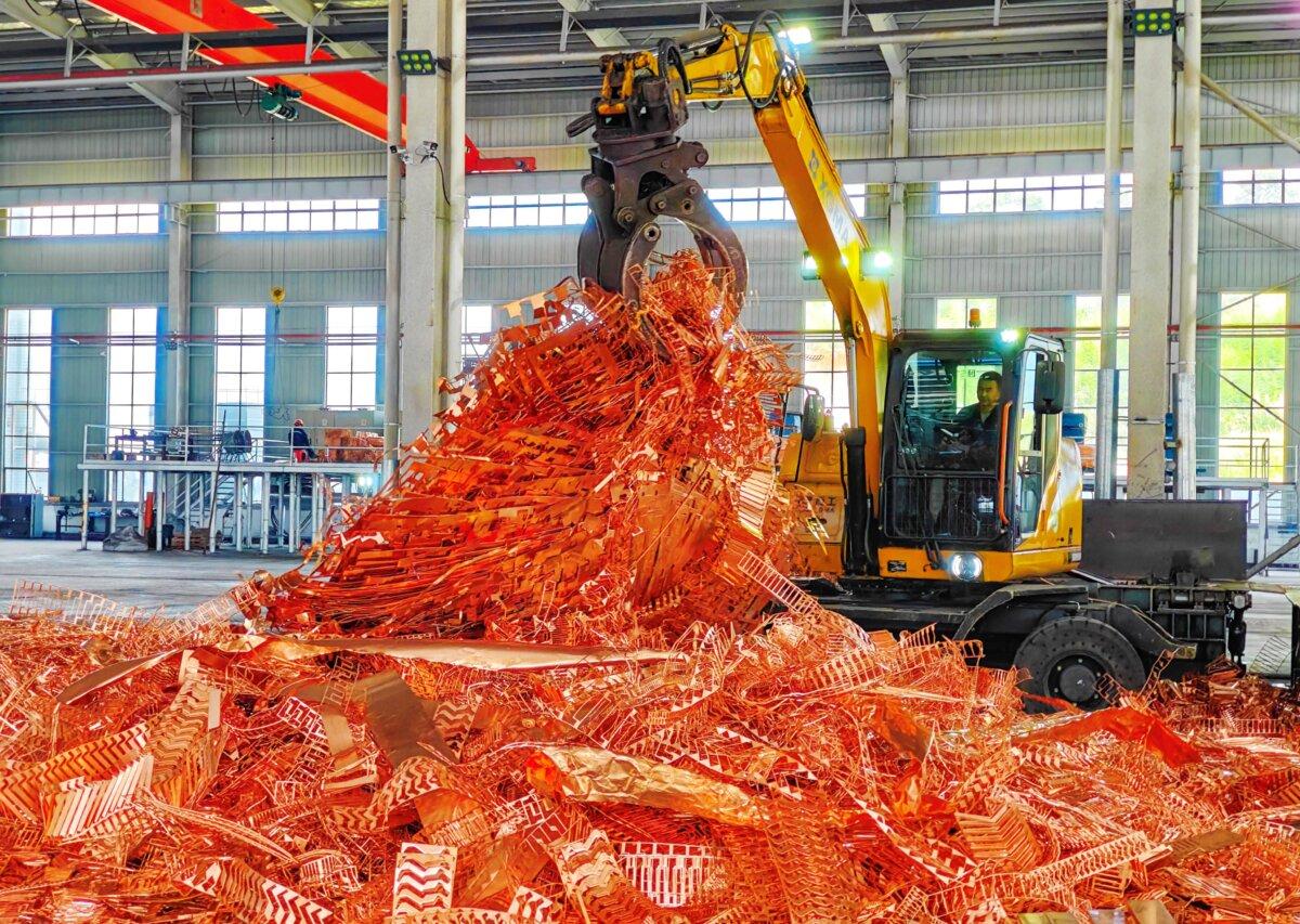 Scrap copper is prepared for recycling at a workshop in Anqing, in China's eastern Anhui province on July 11, 2025. (AFP via Getty Images)