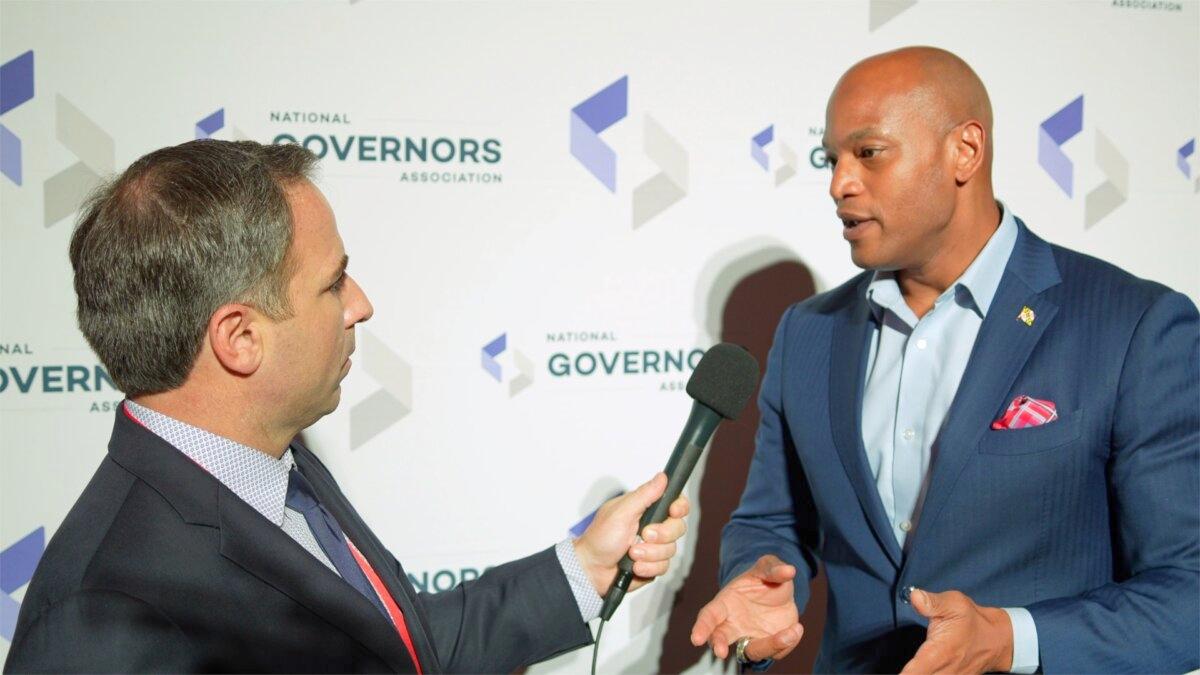 Maryland Gov. Wes Moore at the National Governors Association's summer meeting in Colorado Springs, Colo., on July 26, 2025. (Ted Lin/NTD News)