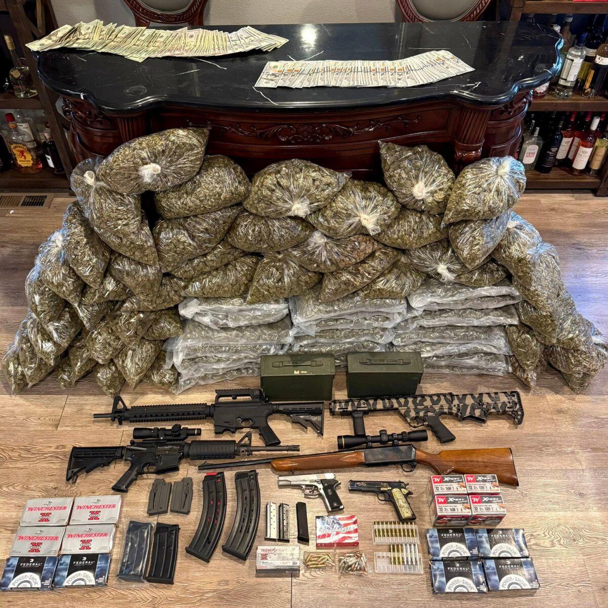 Mariposa County, Calif., sheriff's deputies raided two illegal marijuana farms and later found more illegal marijuana, cash, and firearms at a suspect's home, shown in this file photo. (Mariposa County Sheriff's Department)