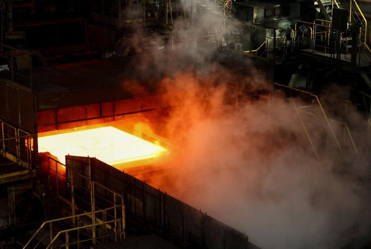A production line at a plate rolling mill at Nippon Steel's East Nippon Works Kimitsu Area plant in Kimitsu, east of Tokyo, Japan, on May 26, 2025. (Issei Kato/Reuters)