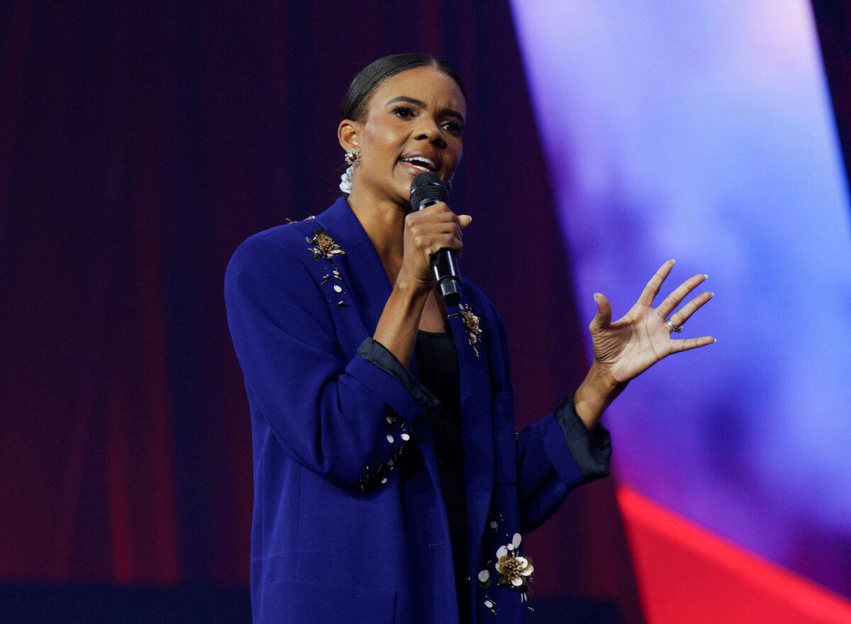 Conservative political commentator Candace Owens speaks during an event held by national conservative political movement Turning Point USA in Detroit, Michigan, on June 14, 2024. (Reuters/Rebecca Cook)